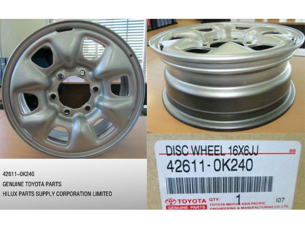 42611-0K240,Genuine Toyota Disc Wheel 16x6JJ,42611-0K241